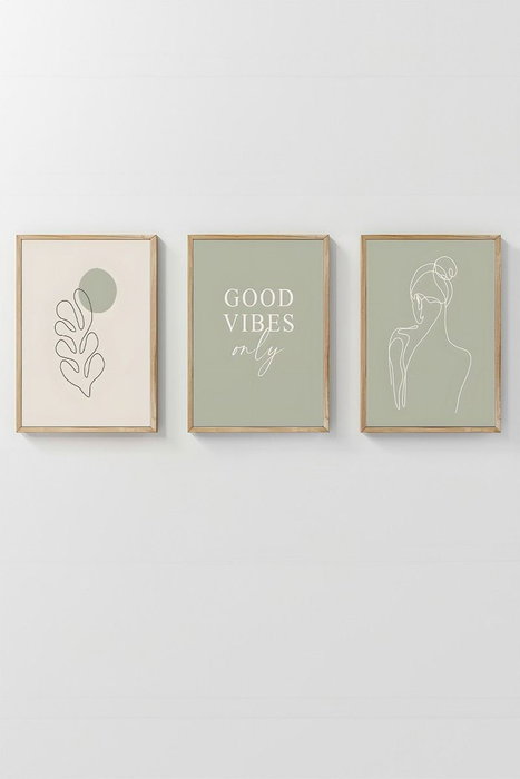 Wallity Artsycllct13 Conjunto de 3 Pinturas Decorativas Enmarcadas